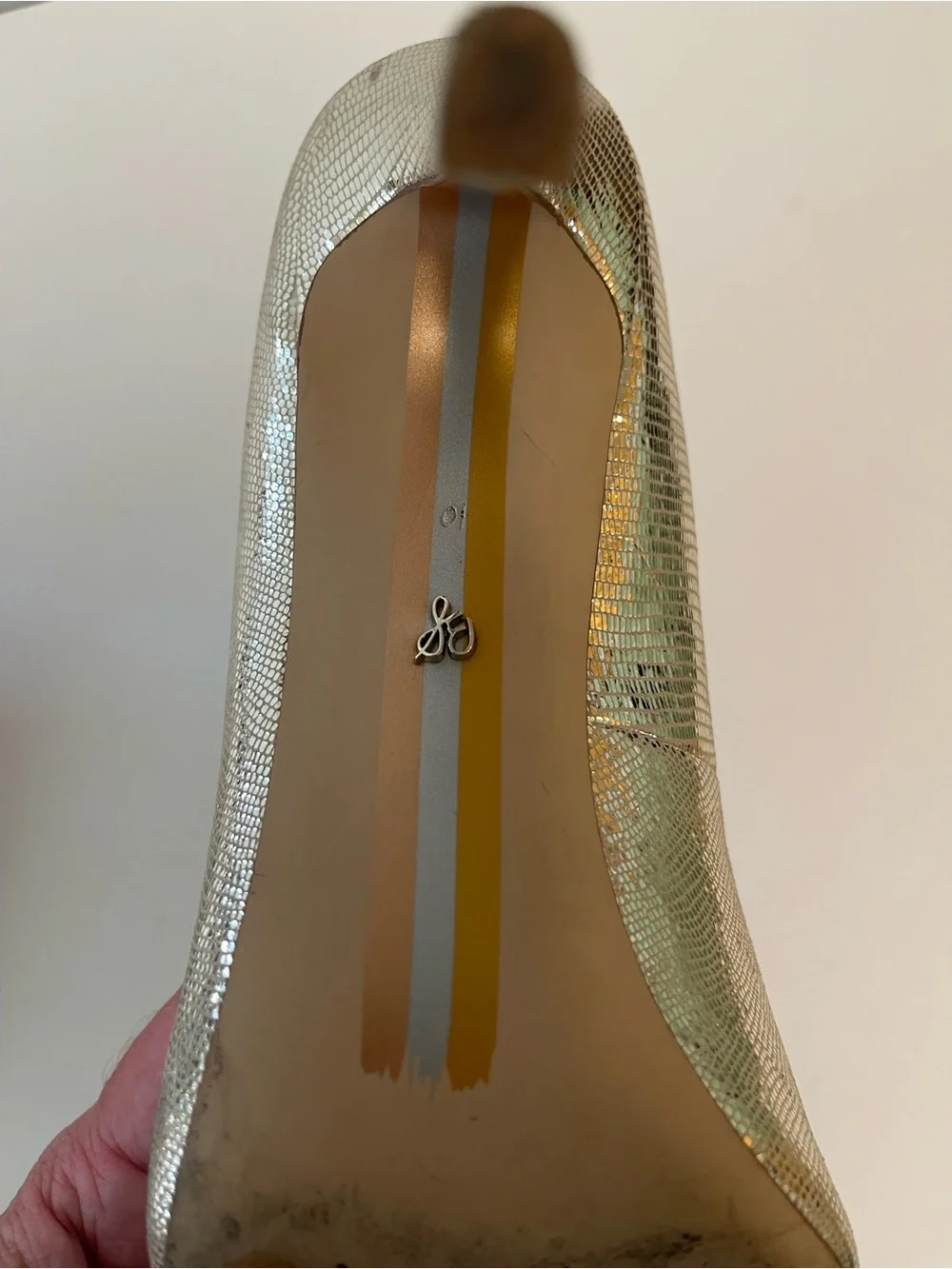 Sam Edelman Heels Pumps Pointed Toe Gold Metallic Size 10 M Leather Party Event